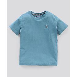 Pine Kids Half Sleeves Bio Wash Cotton T-shirt Solid Pack of 2 - Light and Navy Blue