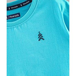 Pine Kids Half Sleeves Biowash Solid T-Shirt - Scuba Blue