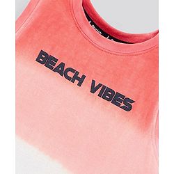 Pine Kids Sleeveless Cotton T-shirt Beach Print - Multicolour