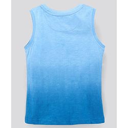 Pine Kids Sleeveless Cotton T-shirt Text Print - Blue