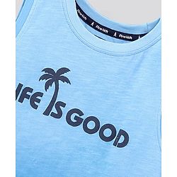 Pine Kids Sleeveless Cotton T-shirt Text Print - Blue