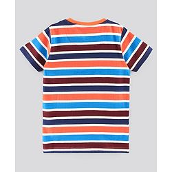 Pine Kids Half Sleeves T-shirt with Striped and Ninja Print Pack of 2 - Maroon Orange and Blue