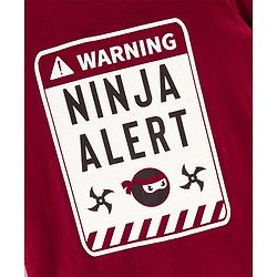 Pine Kids Half Sleeves T-shirt with Striped and Ninja Print Pack of 2 - Maroon Orange and Blue