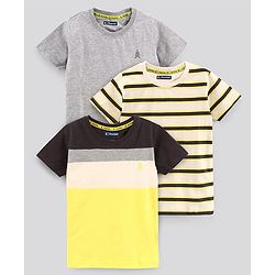 Pine Kids Half Sleeves Biowashed T-Shirts Multi Print Pack Of 3 - Multicolor