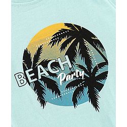 Pine Kids Sleeveless Cotton Biowash T-shirt Beach Party Print - Blue