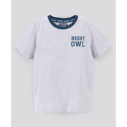 Pine Kids Biowash Half Sleeves Tee & Checked Shorts Nightwear Set - Grey Blue