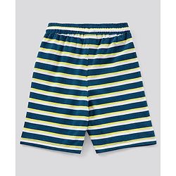 Pine Kids Biowash Half Sleeves Tee & Shorts Nightwear Set Snooze & Stripes Print - Lemon Yellow Blue