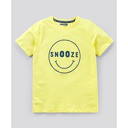 Pine Kids Biowash Half Sleeves Tee & Shorts Nightwear Set Snooze & Stripes Print - Lemon Yellow Blue