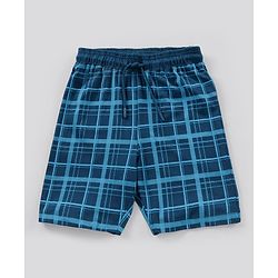 Pine Kids Biowash Half Sleeves Tee & Shorts Nightwear Set Football & Checks Print - Orange Blue