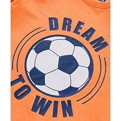 Pine Kids Biowash Half Sleeves Tee & Shorts Nightwear Set Football & Checks Print - Orange Blue
