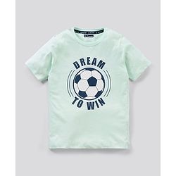 Pine Kids Biowash Half Sleeves Tee & Shorts Nightwear Set Football & Checks Print - Light & Navy Blue