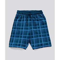 Pine Kids Biowash Half Sleeves Tee & Shorts Nightwear Set Football & Checks Print - Light & Navy Blue