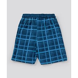 Pine Kids Biowash Half Sleeves Tee & Shorts Nightwear Set Football & Checks Print - Light & Navy Blue