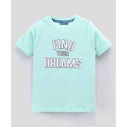 Pine Kids Half Sleeves Biowashed Night Suit Text Print - Sky Blue