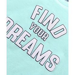 Pine Kids Half Sleeves Biowashed Night Suit Text Print - Sky Blue