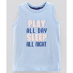 Pine Kids Biowash Sleeveless Tee & Shorts Text Print - Blue