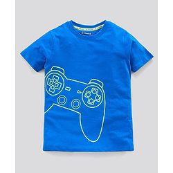 Pine Kids Biowashed Half Sleeves Night Suit Gaming Console Print - Blue Grey
