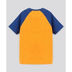 Pine Kids Biowash Half Sleeves Tee & Shorts Nightwear Text Print - Orange Blue