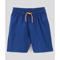 Pine Kids Biowash Half Sleeves Tee & Shorts Nightwear Text Print - Orange Blue