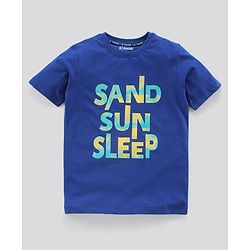Pine Kids Biowashed Half Sleeves Night Suit Text Print - Royal Blue Yellow