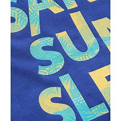Pine Kids Biowashed Half Sleeves Night Suit Text Print - Royal Blue Yellow