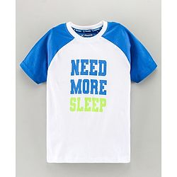 Pine Kids Biowashed Raglan Sleeves Tee & Shorts Text Print - White Light Green