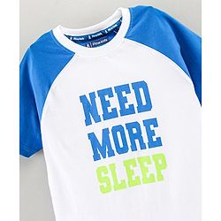 Pine Kids Biowashed Raglan Sleeves Tee & Shorts Text Print - White Light Green