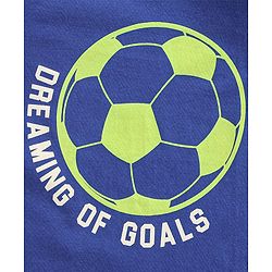 Pine Kids Biowashed Half Sleeves Night Suit Text & Football Print - Royal Blue Green