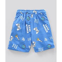 Pine Kids Biowash Half Sleeves Night Suit Game Winner Print - Light Blue