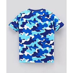 Pine Kids Half Sleeves Biowashed Night Suit Camo Print - Blue