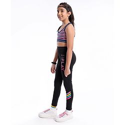 Pine Active Full Length Text Printed Leggings -  Black