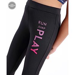 Pine Active Full Length Text Printed Leggings -  Black