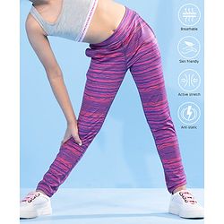 Pine Active Full Length Stripe Leggings - Pink Purple