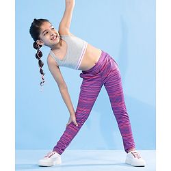 Pine Active Full Length Stripe Leggings - Pink Purple