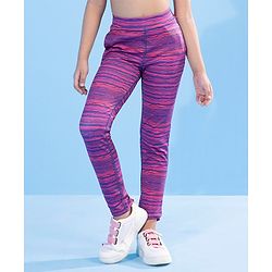 Pine Active Full Length Stripe Leggings - Pink Purple