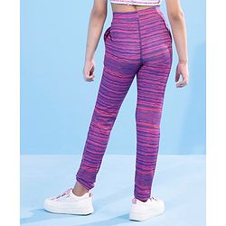 Pine Active Full Length Stripe Leggings - Pink Purple