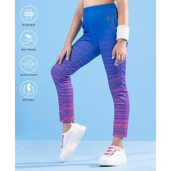 Pine Active Full Length Stripe Leggings HD Print - Blue