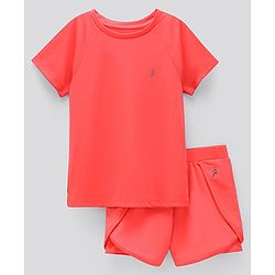 Pine Active Lycra T-shirt and Shorts Set HD Print - Red