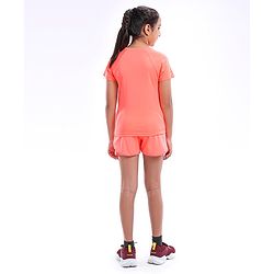 Pine Active Half Sleeves Lycra Top with HD Print and Short Set - Light Orange