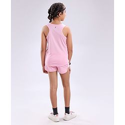 Pine Active Poly Lycra Knit Athleisure Sleeveless Top & Bottom Set Balls Printed - Pink
