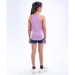 Pine Active Poly Lycra Knit Athleisure Sleeveless Top & Bottom Set Balls Printed - Purple Blue
