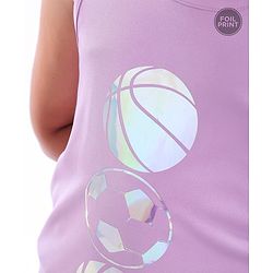Pine Active Poly Lycra Knit Athleisure Sleeveless Top & Bottom Set Balls Printed - Purple Blue