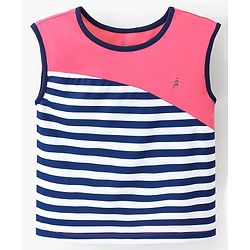 Pine Active Stretchable Sleeveless T-Shirt and Shorts Set Striped - Pink Blue
