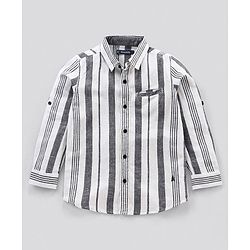 Pine Kids Full Sleeves Stripe Shirt Softener Wash - White