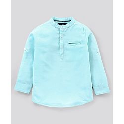 Pine Kids Full Sleeves Striped Shirt Half Button Placket Softner Wash - Blue