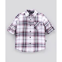 Pine Kids Full Sleeves Checked Cotton Linen Fabric Shirt - Multicolor