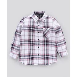 Pine Kids Full Sleeves Checked Cotton Linen Fabric Shirt - Multicolor