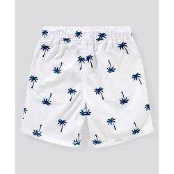 Pine Kids Mid Thigh Shorts with Softner Wash Coconut Tree - White