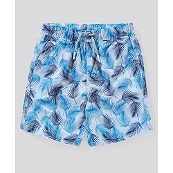 Pine Kids Mid Thigh Shorts with Softner Wash Leaf Tree - Blue