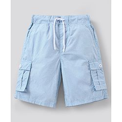 Pine Kids Cargo Checks Shorts Softener Wash - Blue